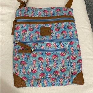 🎃EUC Stone Mountain Hawaiian Blue and Brown Crossbody Bag